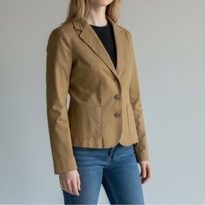 ~ Vintage Y2K Isaac Mizrahi Casual Blazer Size S Khaki Tan Scandi Girl Tailored